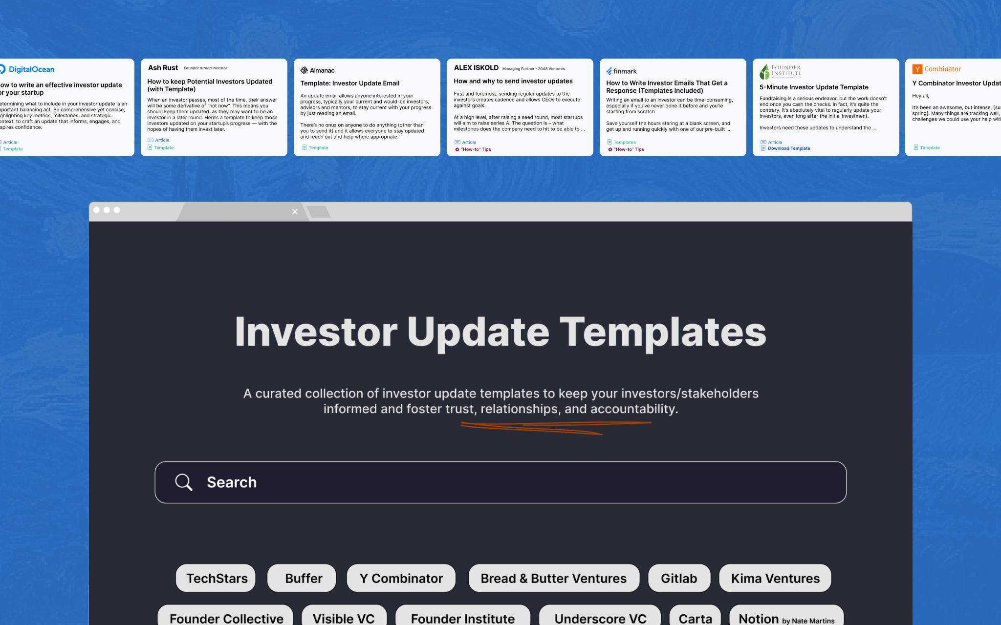 A curated resource of best investor update templates for founders